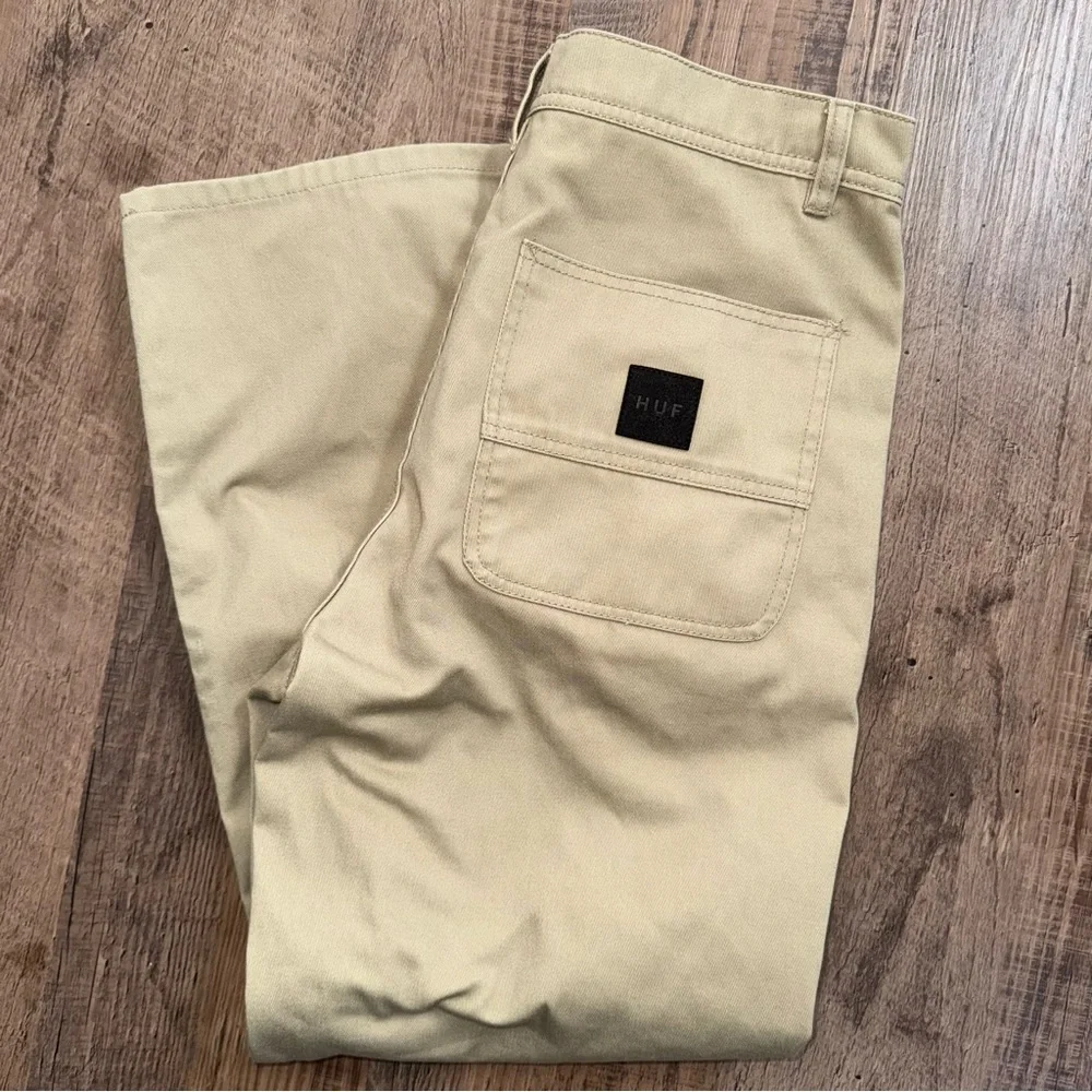 Huf Pants Men’s 34 Chino Brown Cotton Straight Leg Skater Streetwear - Picture 2 of 9